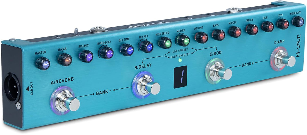 M-VAVE TANK-G Multi-effects Guitar Pedal, 36 Presets, Rechargeable Battery, Delay, Reverb, Modulation, Preamp, Darkgreen