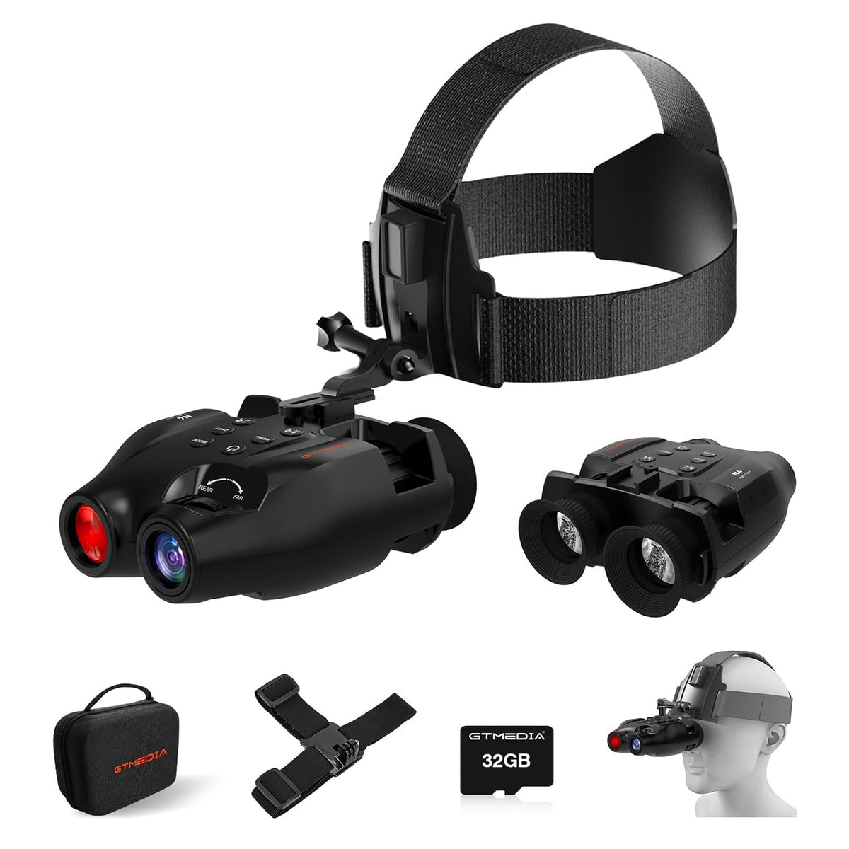 Calmora Night Vision Goggles, Head-Mounted Digital Infrared Night Vision Binoculars for Adults,5X Digital Zoom, HD Large Screen Binoculars Perfect for Hunting Outdoor Observation with 32GB TF Card