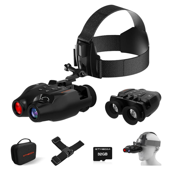 Calmora Night Vision Goggles, Head-Mounted Digital Infrared Night Vision Binoculars for Adults,5X Digital Zoom, HD Large Screen Binoculars Perfect for Hunting Outdoor Observation with 32GB TF Card