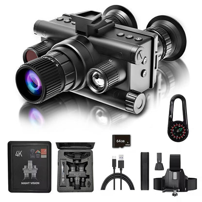 Calmora 4K Digital Infrared Head Mounted Night Vision Goggles for Adults, Thermal Goggles Military Tactical Night Vision Binoculars with 32G Memory Card