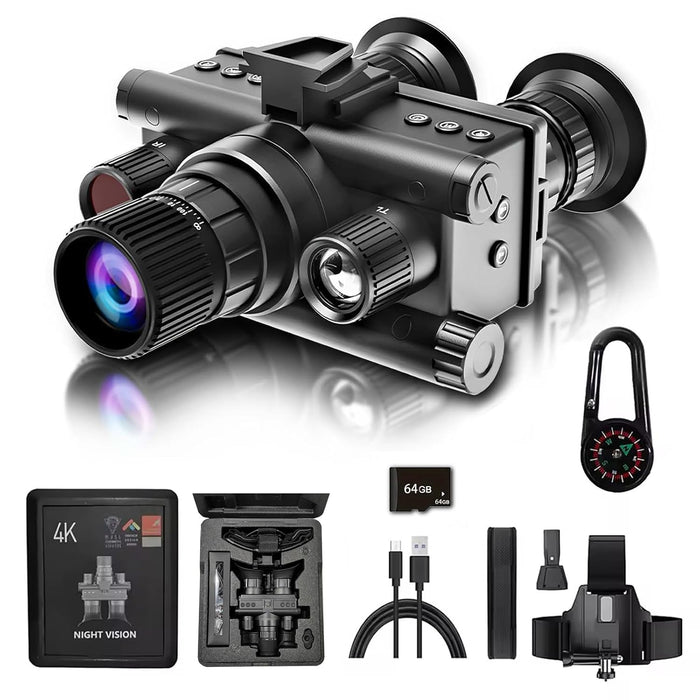 Calmora 4K Digital Infrared Head Mounted Night Vision Goggles for Adults, Thermal Goggles Military Tactical Night Vision Binoculars with 32G Memory Card