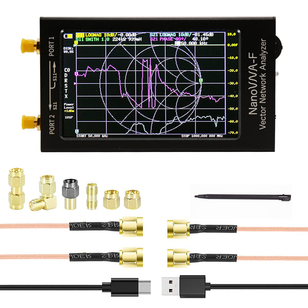 NanoVNA-F Vector Network Analyzer 10KHz -1.5GHz HF VHF UHF Antenna Analyzer 4.3in Touch LCD Measuring S Parameters, Voltage Standing Wave Ratio, Phase, Delay, Smith Chart with 5000mAh