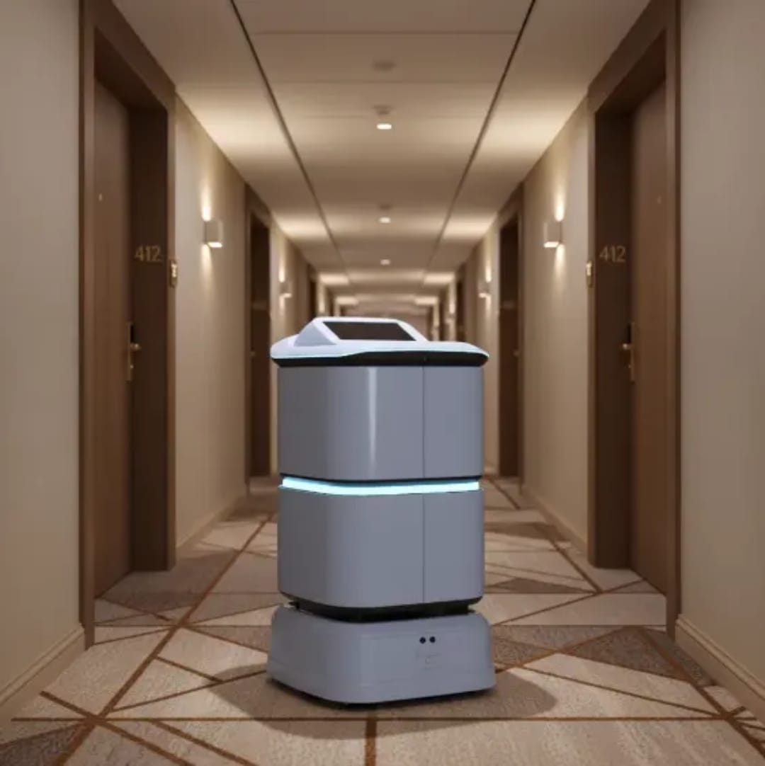 Smart Hotel Delivery Robot High Precision Navigation System Elevator Access App-Controlled Auto Charge 40kg Payload (Delivery in 45 Days)