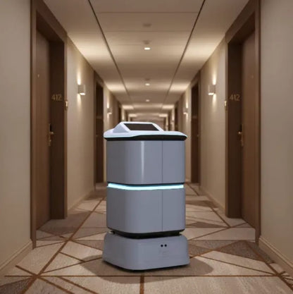 Smart Hotel Delivery Robot High Precision Navigation System Elevator Access App-Controlled Auto Charge 40kg Payload (Delivery in 45 Days)