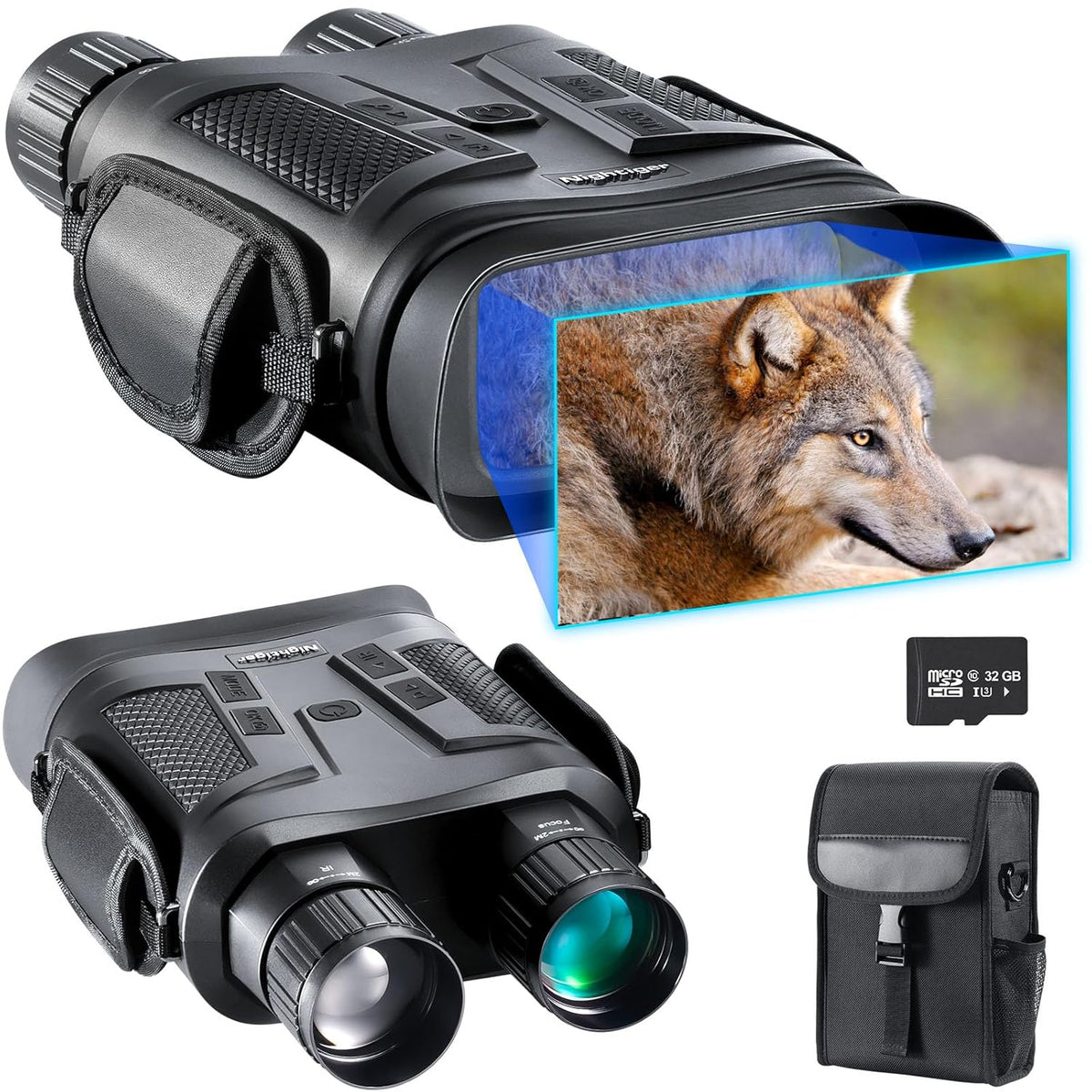 Calmora Night Vision Binoculars with Range Function, Detachable 3000mAh-3000mAh Rechargeable Batteries, Long Viewing Range, Large Screen with 10X Digital Zoom, Powerful Glasses