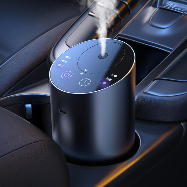 Calmora Waterless Car Diffuser, Waterless Diffusers for Essential Oils with Smart Cold Mist & No Leakage, Cordless Aromatherapy Nebulizing Diffuser with Timing & 3 Mist Levels for Car, Room, Office
