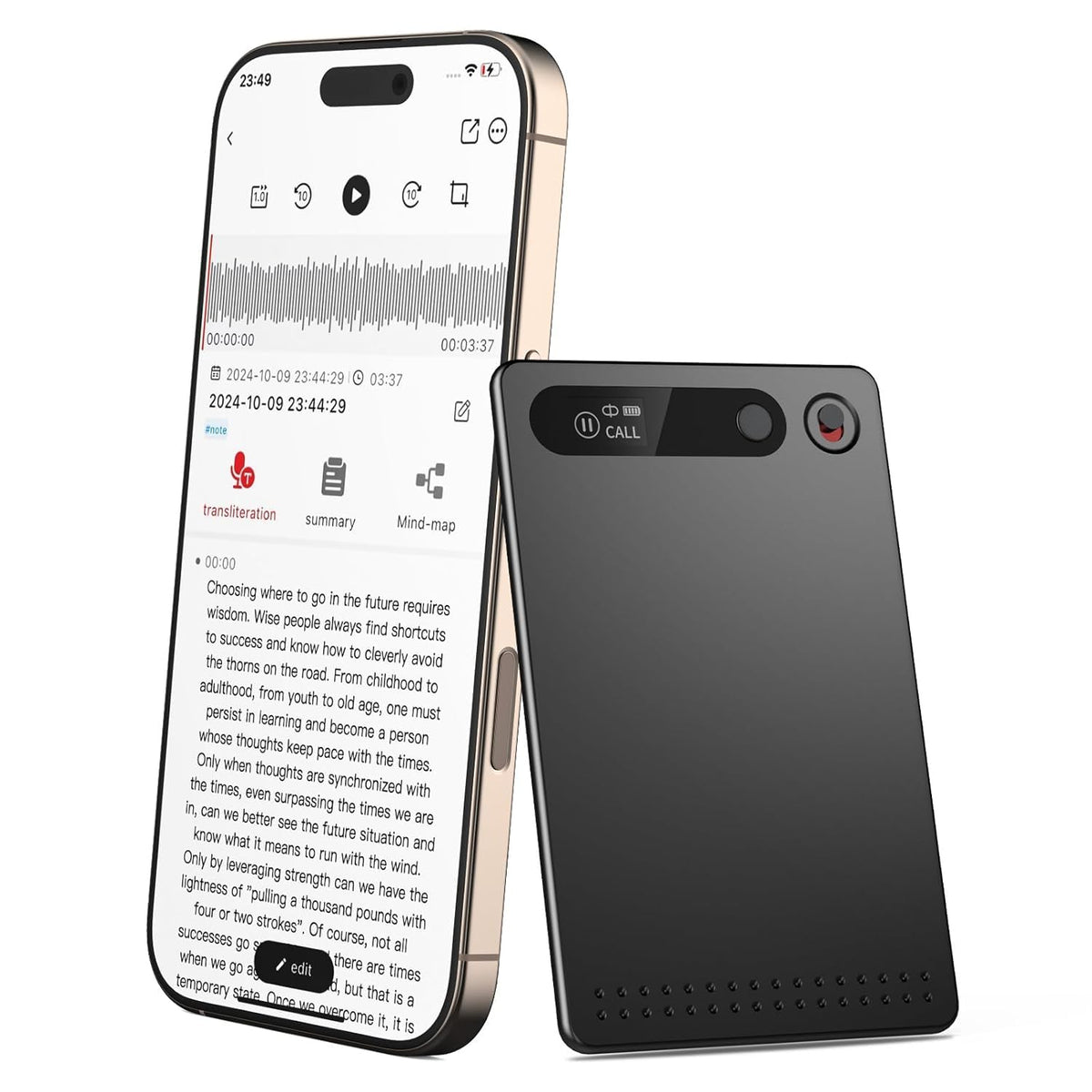 Calmora AI Voice Recorder – 64GB, 112 Languages, Auto Transcribe (Black)