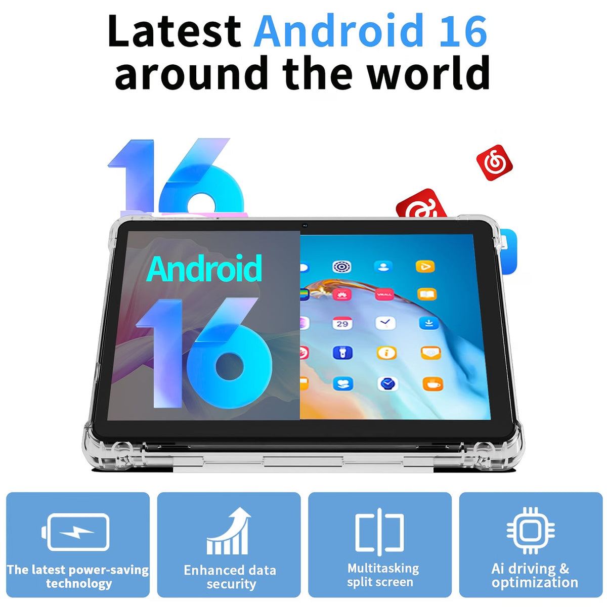 CALMORA Android 16 10Inches Tablets, 20GB RAM 128GB ROM 1TB Expandable, 2GHz Octa-core Processor, 2 in 1 Tablet with Stylus Mouse Keyboard Case, 5G WiFi6, BT 5.0, 6000mAh, Widevine L1, GMS