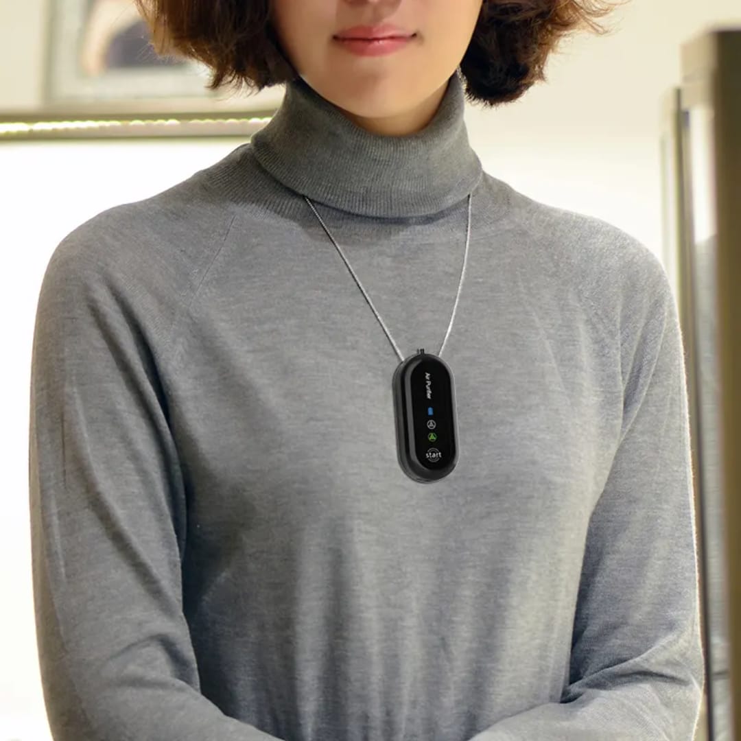 Calmora Wearable Air Purifier Necklace, Personal Portable Air Freshner Ionizer with Necklace and Rechargeable Battery, Small Size/One-Button Start/Low Noise for Adults Kids