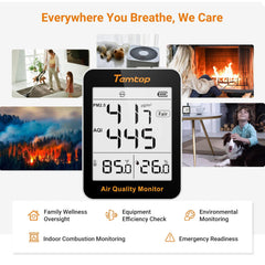 Temtop Air Quality Monitor Indoor Thermo-Hygrometer - PM2.5, AQI, Temperature, and Humidity Meter for Home, Office, or School, Air Quality Measurement, 60-Day Battery Life