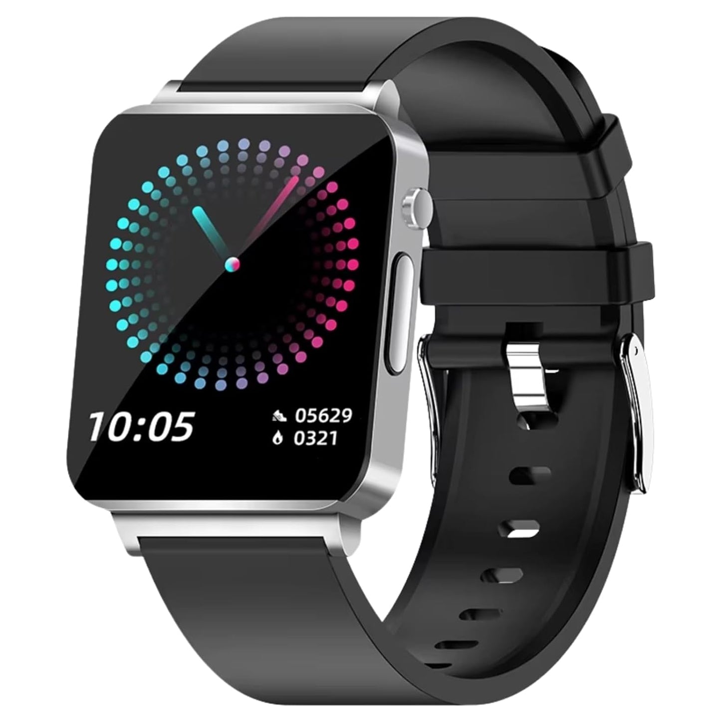 CALMORA Smart Watch with Blood Glucose Monitor, PPG ECG Health Tracking, Heart Rate SpO2 Monitor, 1.3-inch Touch Display, Black Silicon Band, Waterproof Fitness Tracker for Men Women