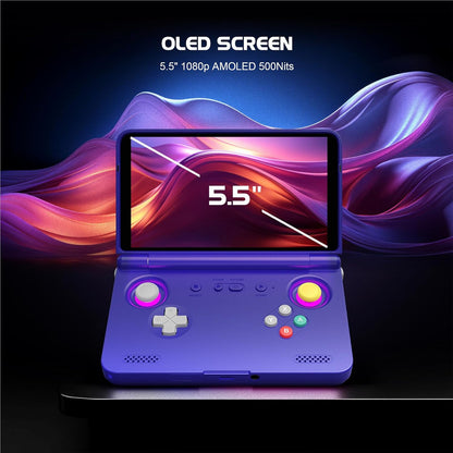 CALMORA Retroid Pocket Flip 2 Retro Game Console, 5.5" AMOLED 1080P Display, Hall Effect Sticks, 5000mAh Battery, Portable Android Handheld (Black)