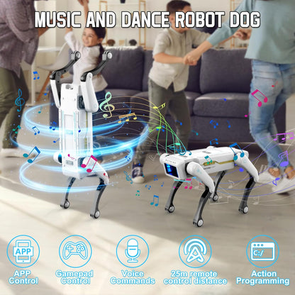 CALMORA Robot Dog, AI Smart Pet, Will Dance and Kungfu, with APP/Remote Control, Support Action Programming, Ideal Gift for 4-8 Kids