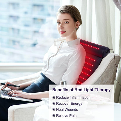 CALMORA Infrared Red Light Therapy, Red Light Therapy Mat with Neck Support, 660nm&850nm NIR Deep Wavelength Blanket Pad for Back Belly Knee Shoulder HIPS Body Pain Relief