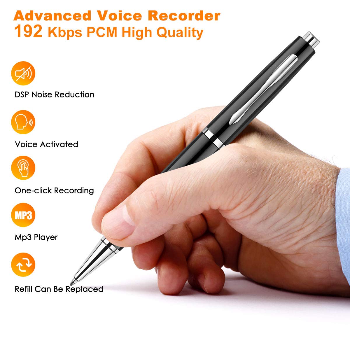 Calmora Digital Voice Recorder 16GB Voice Activated Recorder for Lectures Interviews Meeting Students Classes, Mini Audio Recording Device Portable USB MP3 Playback