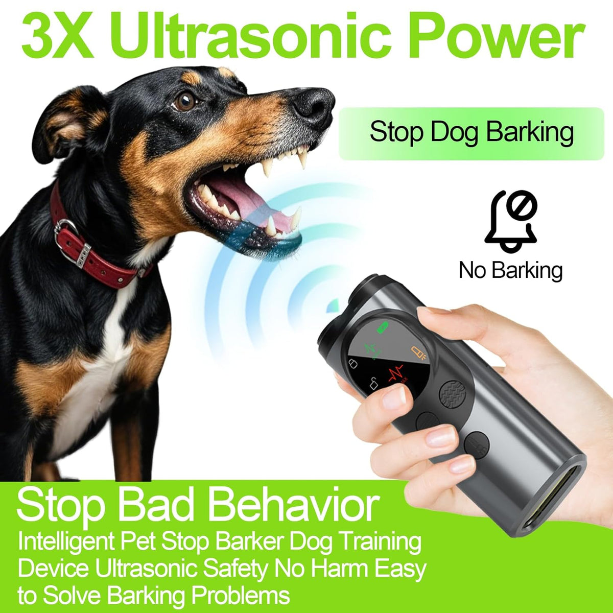 Calmora 3-in-1 Anti-Barking Device – Stop Dog Barking Trainer with LED