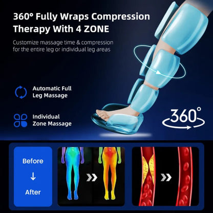 CALMORA Leg Massager Air Compression Massage Sports Recovery System Physiotherapy Machine Lymphatic Drainage Boots for Circulation