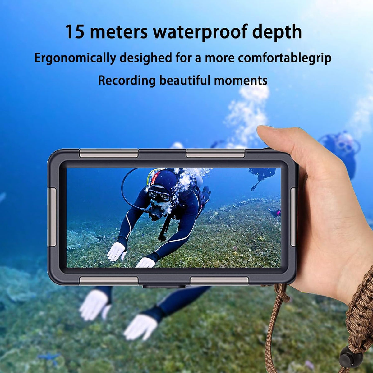 Calmora Professional Waterproof Diving Case for Snorkeling, 15M/50FT Underwater Photo & Video Protective Housings Lanyard for iPhone 17/16/15/14/13/12Pro Max/XR/XS/X Samsung Galaxy S25/24/23/22 Ultra/Plus