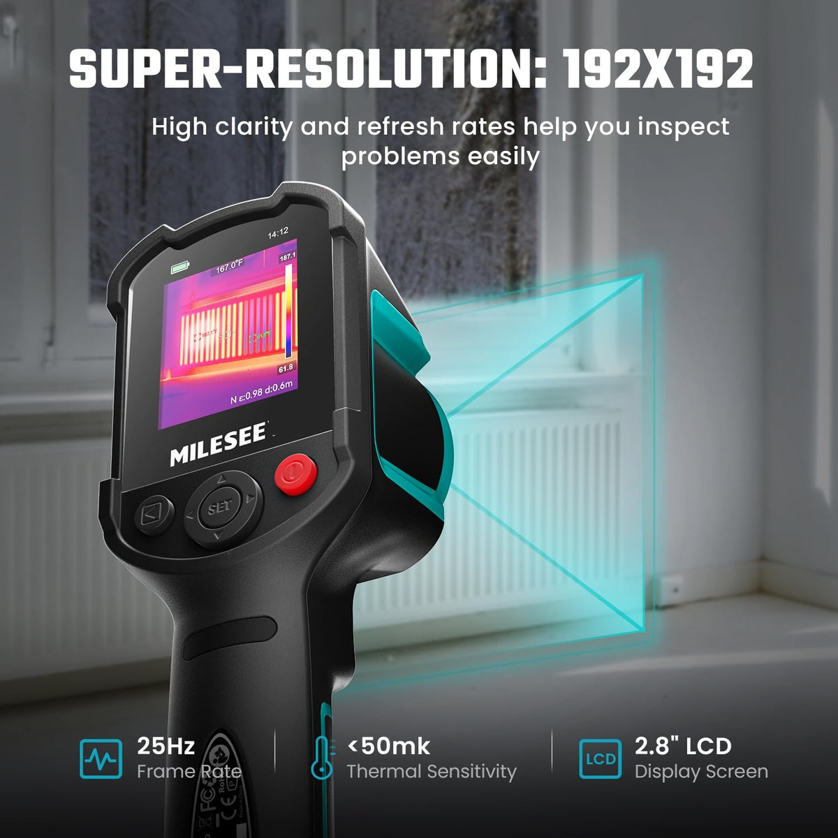 CALMORA TR10 Thermal Camera, Super Resolution 240 x 240, Refresh Rate 25 Hz, Portable Infrared Imager from -4°F to 1022°F, 8 Hours Battery Life