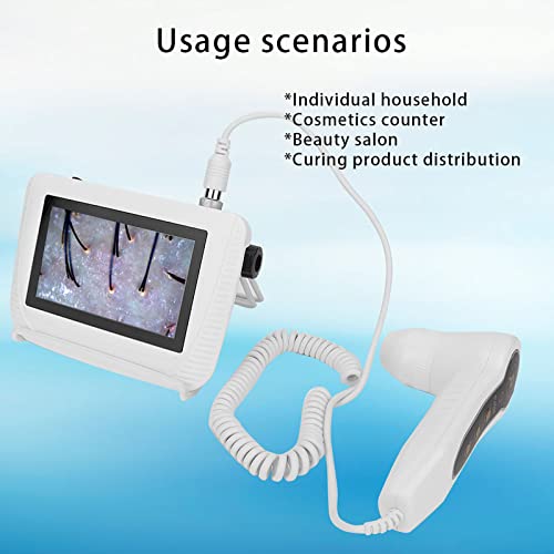 CALMORA Skin Hair Analyser,5 in 50X/200xLens LCD Digital Microscope Rechargeable Portable Scalp Detector Scanner Professional Scalp Hair Follicle Oil Magnifying Detector Skin Pigm