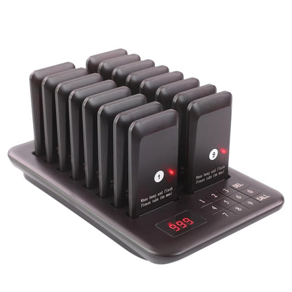 Calmora Restaurant Pager System, Pagers for Restaurants Wireless Calling System Touch Keypad, 16 Pagers and Beepers for Food Truck Bars Court Restaurants Hotels Cafe Shops Clinics (Black) (12 Days Delivery)