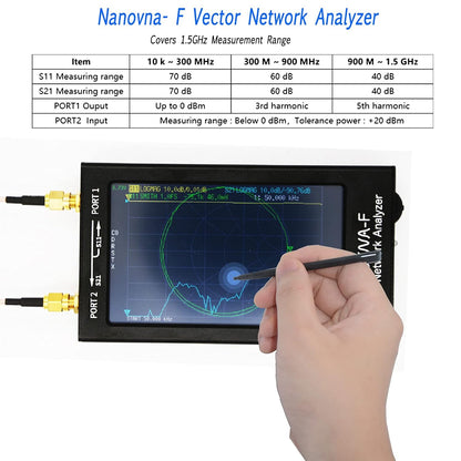 NanoVNA-F Vector Network Analyzer 10KHz -1.5GHz HF VHF UHF Antenna Analyzer 4.3in Touch LCD Measuring S Parameters, Voltage Standing Wave Ratio, Phase, Delay, Smith Chart with 5000mAh