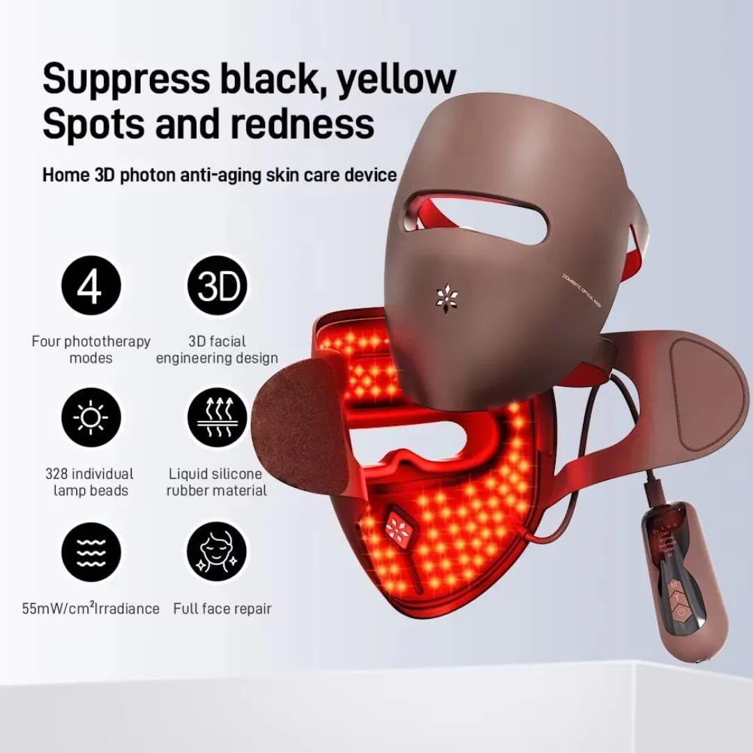 CALMORA Laser Therapy Face Mask, Red Light LED Facial Mask with 4 Wavelengths, Anti-Aging Skin Tightening, Wrinkle Reduction, Collagen Boost