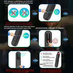Calmora Hidden Camera Detector, Anti Spy Camera Detector Wireless Rechargeable for Home, Office, Travel, Hotels