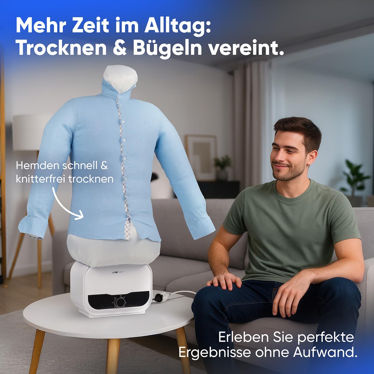 Calmora Automatic Ironing Machine, Portable Hands-Free Wrinkle Remover for Shirts & Pants, Gentle on All Fabrics, Ironing Machine Perfect for Apartments & Business Travel