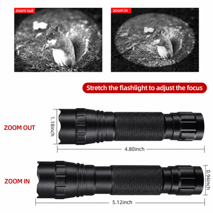 CALMORA IR Flashlight Infrared 850nm Light LED Rechargeable Mini for Night Vision, Handheld Tactical ir Illuminator, Focus Adjustable, Portable for Hunting, Observation, Search, with Clip