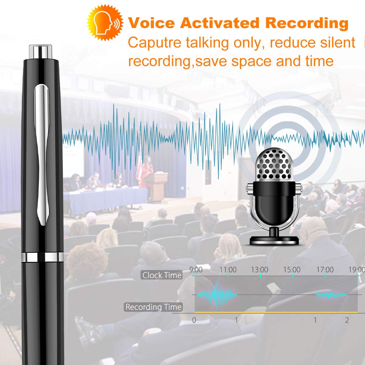 Calmora Digital Voice Recorder 16GB Voice Activated Recorder for Lectures Interviews Meeting Students Classes, Mini Audio Recording Device Portable USB MP3 Playback