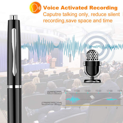 Calmora Digital Voice Recorder 16GB Voice Activated Recorder for Lectures Interviews Meeting Students Classes, Mini Audio Recording Device Portable USB MP3 Playback