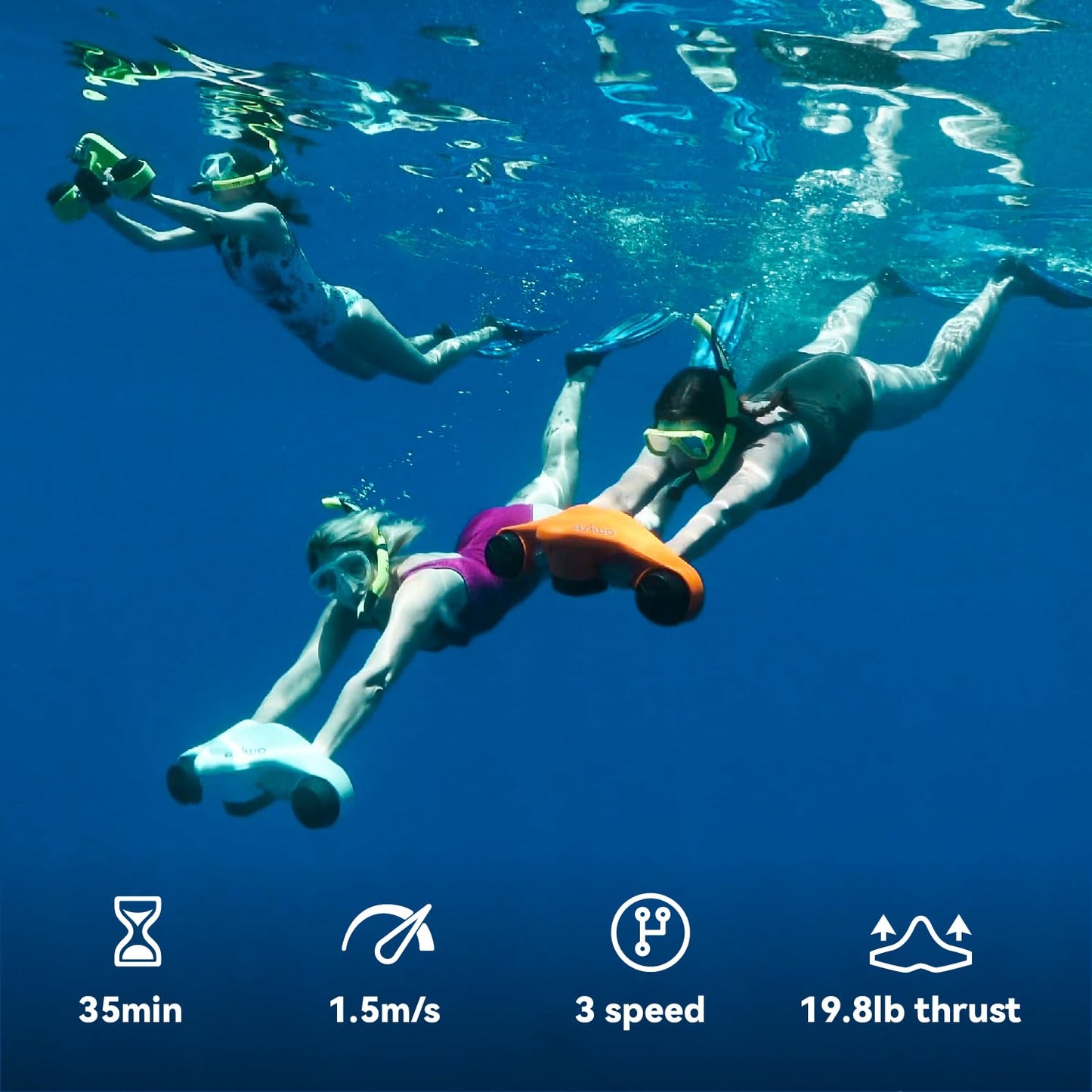 CALMORA Underwater Scooter, Sea Scooter Dual Motors with Action Camera Mount for Kids/Adults, Water Scooter 40M Waterproof for Scuba Diving Snorkeling Pool Sea Adventures