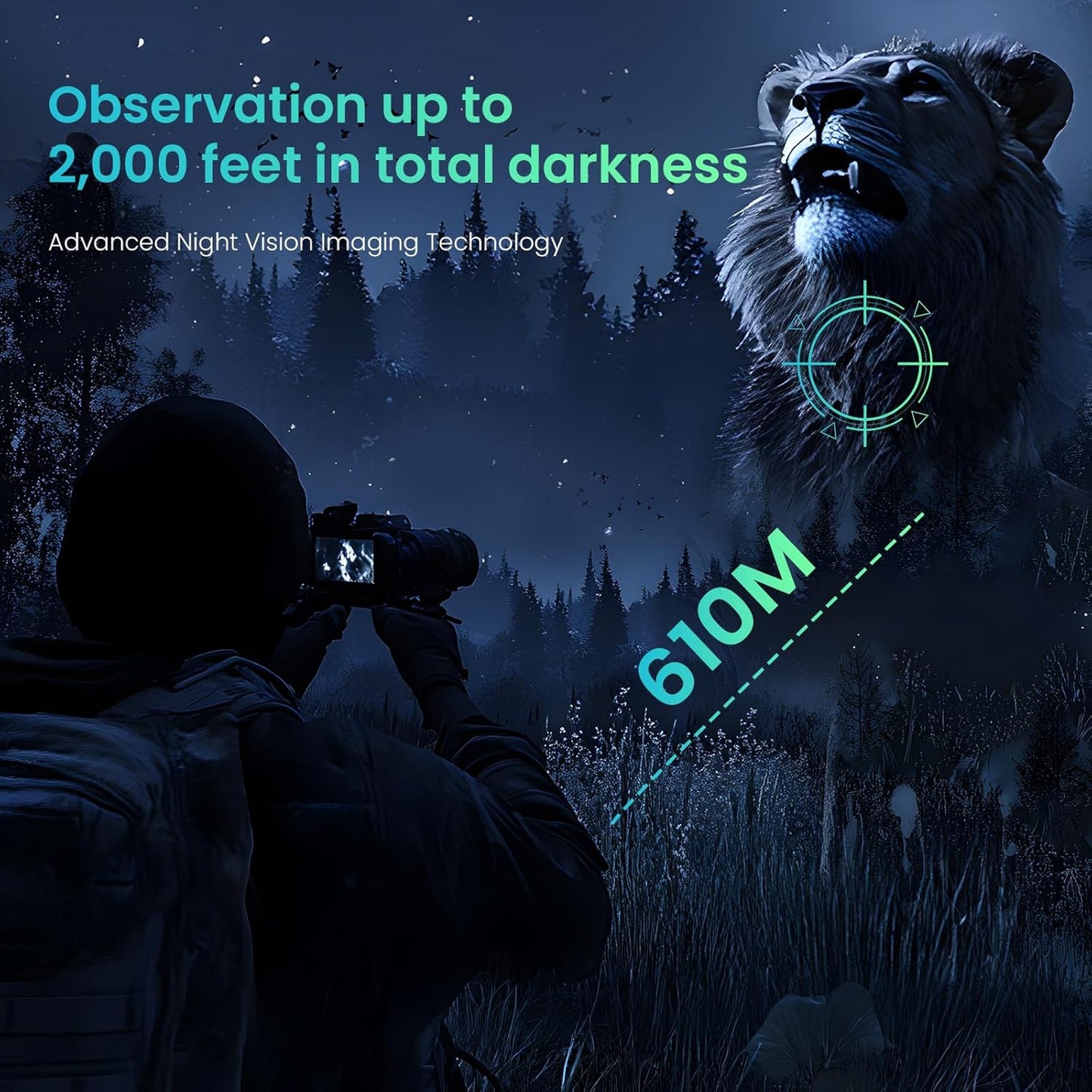 Calmora Night Vision Goggles, 4K Night Vision Binoculars for Adults, 3'' HD Screen & 8X Digital Zoom External Flashlight, 2000FT Viewing Range for Outdoor Camping