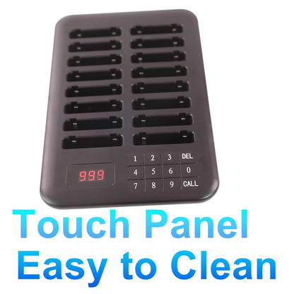Calmora Restaurant Pager System, Pagers for Restaurants Wireless Calling System Touch Keypad, 16 Pagers and Beepers for Food Truck Bars Court Restaurants Hotels Cafe Shops Clinics (Black) (12 Days Delivery)