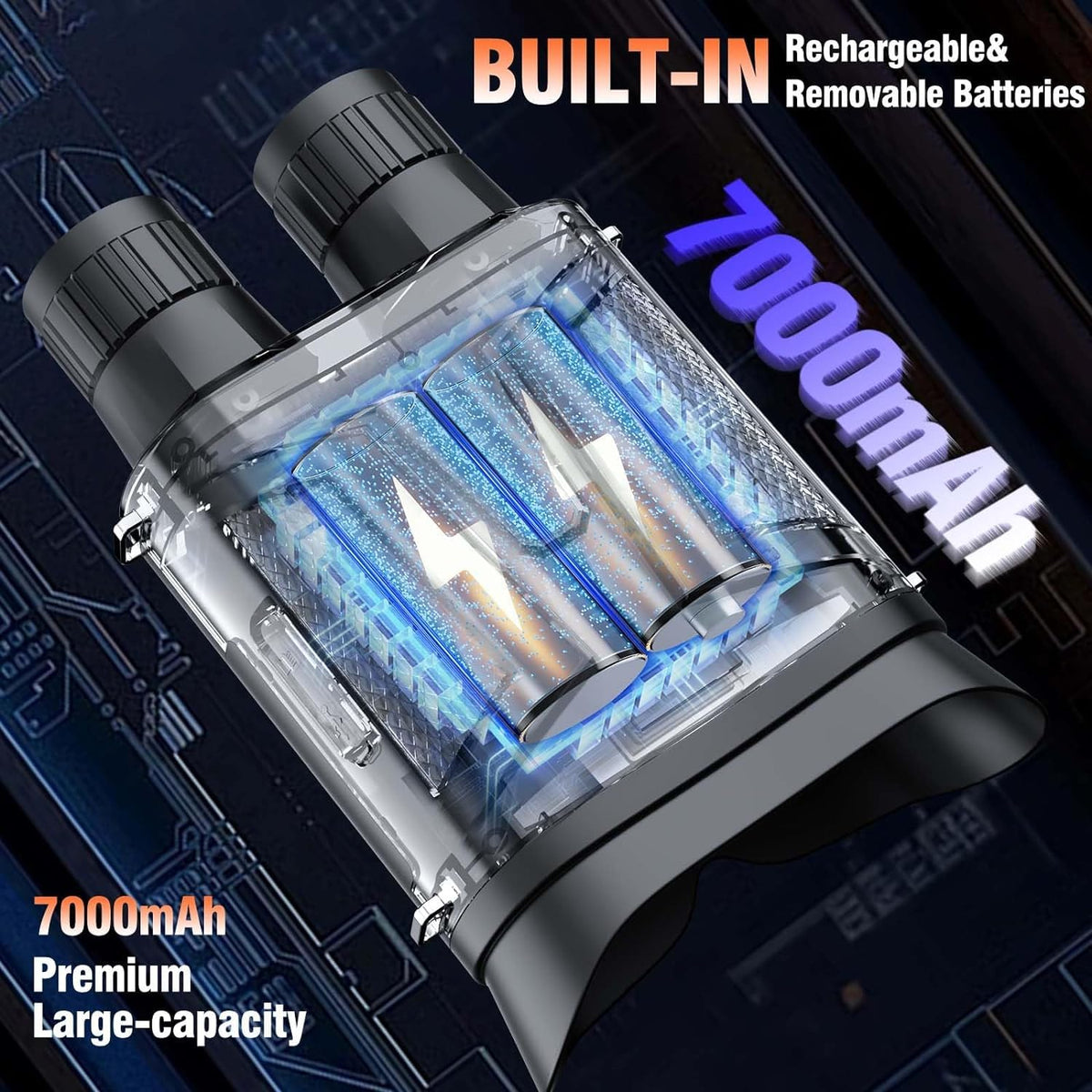 Calmora Night Vision Binoculars with Range Function, Detachable 3000mAh-3000mAh Rechargeable Batteries, Long Viewing Range, Large Screen with 10X Digital Zoom, Powerful Glasses