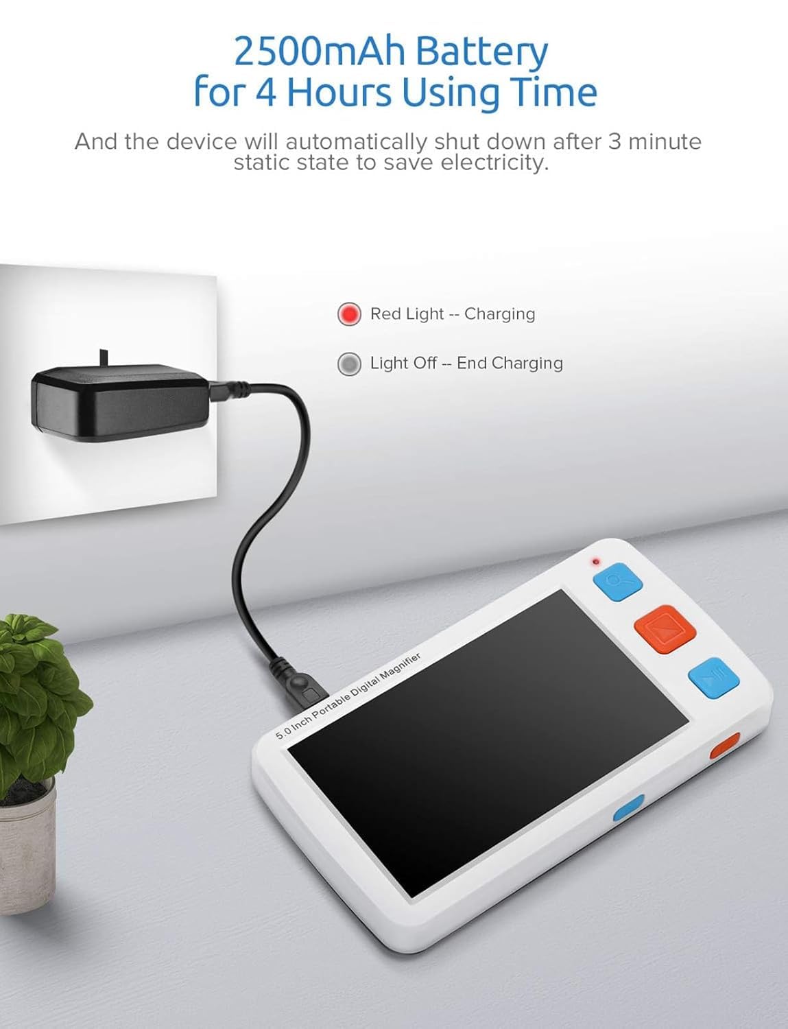 CALMORA Eyyoyo Portable Digital Magnifier Electronic Reading Aid 5.0 inch w/Foldable Handle for Low Vision Color