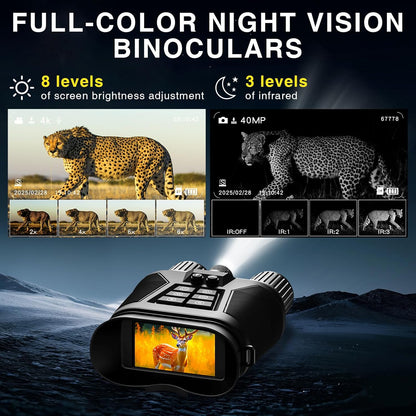 4K Night Vision Binoculars, Night Vision Goggles for Adults - 5000mAh Battery, 8X Digital Zoom, 1968FT Infrared Nightvision | 3" HD Display & 32GB Card for Hunting, Camping, Travel