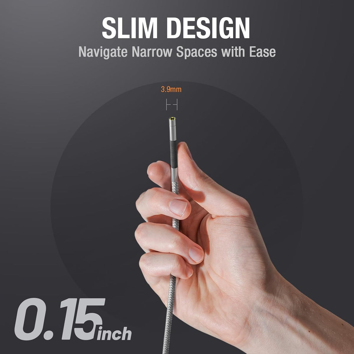 CALMORA Teslong 3.9mm Two-Way Articulating Borescope with Light, 5-inch IPS Endoscope Inspection Camera with Articulated Probe, Flexible Automotive Mechanics Gadgets Fiber Optic Scope Cam-0.15inch