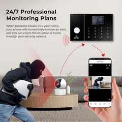 CALMORA Alarm System for Home Security, Alarm System with Camera WiFi+GSM/4G Home Burglar Security Detector Sensor Kit Remote Control, NO Monthly Fees for Home Security and Kids Safety