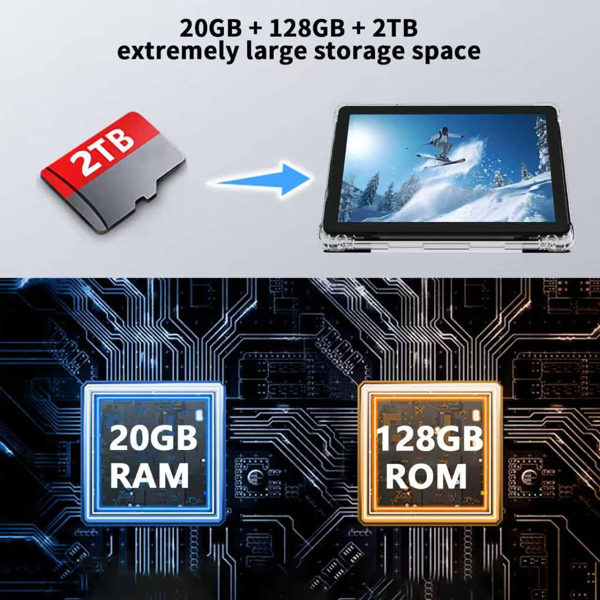 CALMORA Android 16 10Inches Tablets, 20GB RAM 128GB ROM 1TB Expandable, 2GHz Octa-core Processor, 2 in 1 Tablet with Stylus Mouse Keyboard Case, 5G WiFi6, BT 5.0, 6000mAh, Widevine L1, GMS