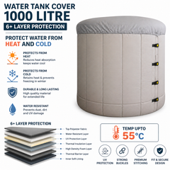 CALMORA Insulated Water Tank Cover for 1000 Litre Tank, 6+ Layer Protection, Heat Resistant Up to 55°C, Cold Weather Shield, Strong Buckles & Secure Fit