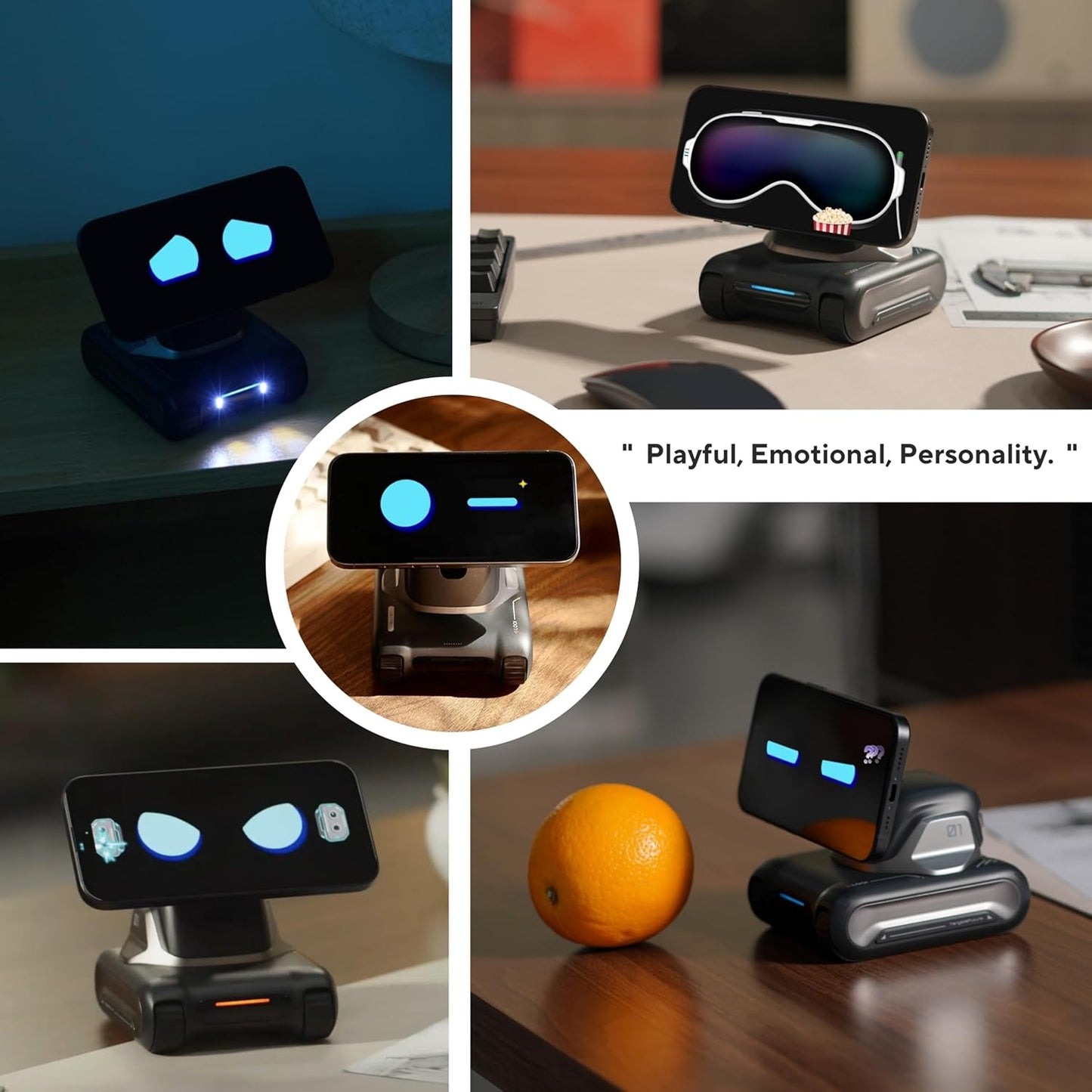 LOOI Robot-Starlight White-AI Desktop Companion, ChatGPT & Gemini Voice Interaction, Visual Understanding, Personality & Memory, 10W Wireless Charging, Tech & Gadget Gift, Electronic pets