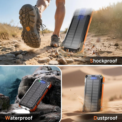 CALMORA Solar Charger Power Bank 49800mAh 22.5W Portable Charger, 15W Wireless Charging QC 3.0 Fast Charging with LED Flashlight, Built-in 4 Cables, USB-C in/Output