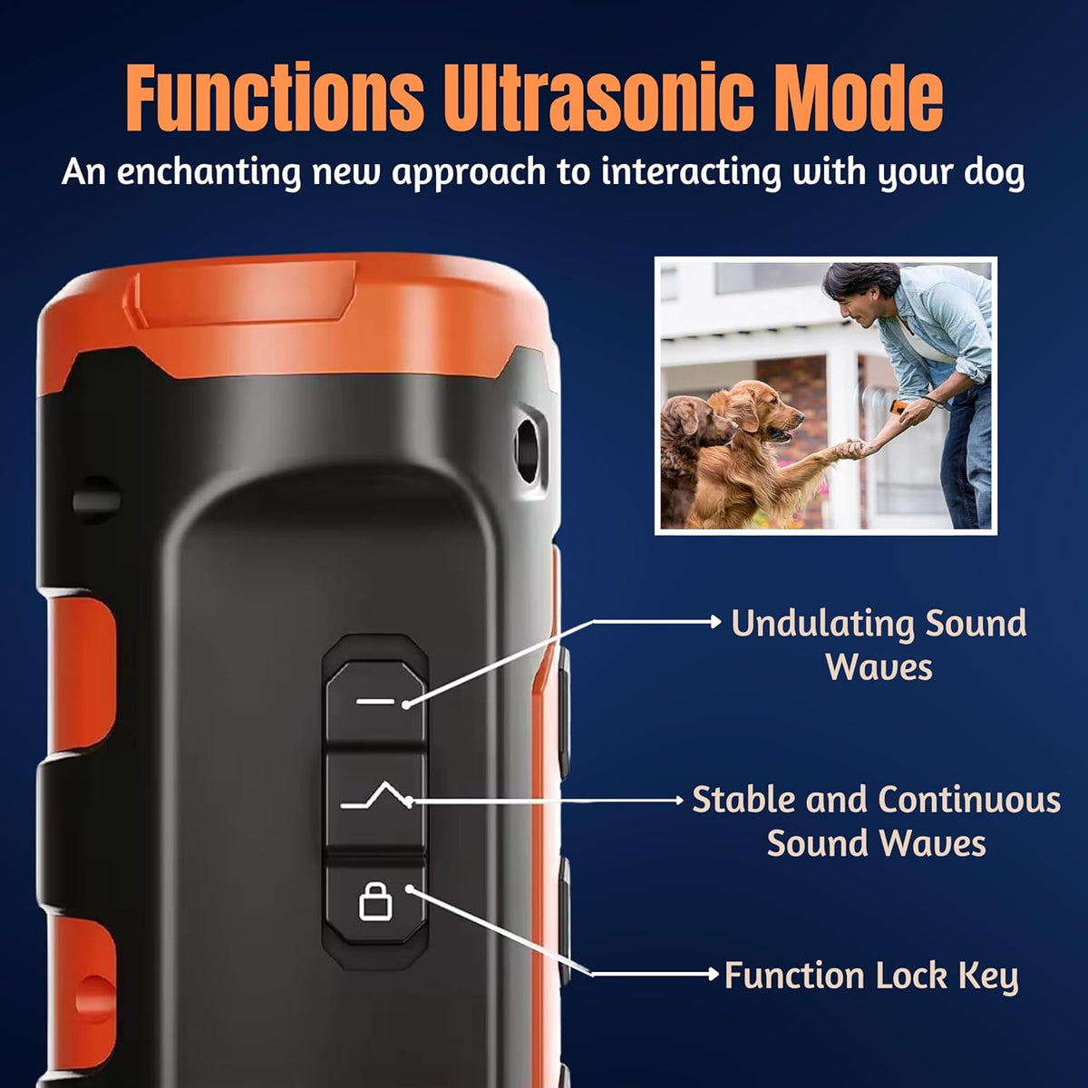 Ultrasonic Dog Repellent Device - 50ft Range, Rechargeable