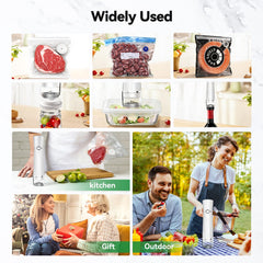 Calmora Vacuum Sealer for Food (Compact Vacuum Sealer Machine +30 Mason Jar Lids+ Wine Stopper), Handheld Mason Jar Vacuum Sealer for 10X Preservation & Fresh, 80Kpa Portable Vacuum Food Saver