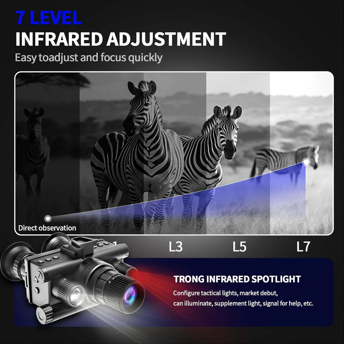 Calmora 4K Digital Infrared Head Mounted Night Vision Goggles for Adults, Thermal Goggles Military Tactical Night Vision Binoculars with 32G Memory Card