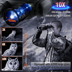 Calmora Night Vision Binoculars with Range Function, Detachable 3000mAh-3000mAh Rechargeable Batteries, Long Viewing Range, Large Screen with 10X Digital Zoom, Powerful Glasses