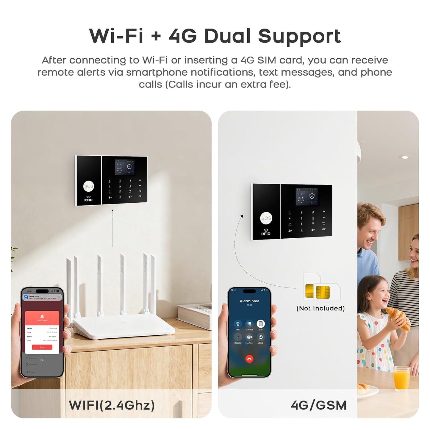 CALMORA Alarm System for Home Security, Alarm System with Camera WiFi+GSM/4G Home Burglar Security Detector Sensor Kit Remote Control, NO Monthly Fees for Home Security and Kids Safety