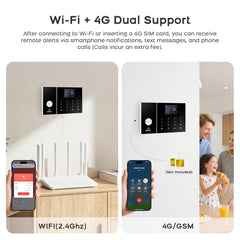 CALMORA Alarm System for Home Security, Alarm System with Camera WiFi+GSM/4G Home Burglar Security Detector Sensor Kit Remote Control, NO Monthly Fees for Home Security and Kids Safety